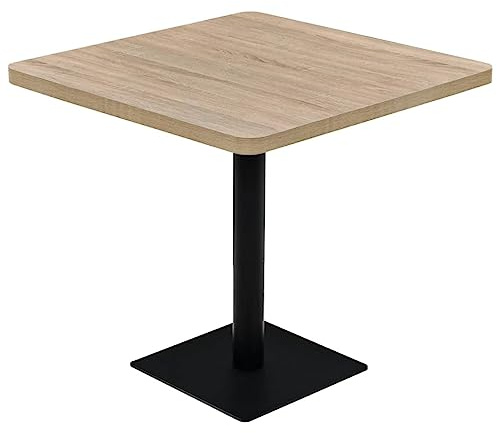 DELUKE Bistrotisch MARV Quadratisch 80x80x75 cm Eichenoptik | Esstisch eckig Kleiner Tisch Cafe Gartentisch Balkontisch Outdoortisch