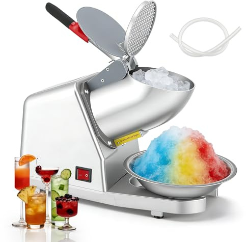 Ice Crusher, 380W Electric Ice Shaver Slush Machine, Dual Stainless Steel Blades, 85kg/Hour Snow Cone Maker for Slush, Cocktail, Cold Drinks, Ice Cream, Fruit Dessert,Iced Coffee,Home & Commercial Use