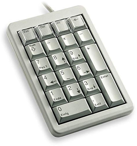 CHERRY G84-4700, Programmierbares Keypad, Französisches Layout mit Numerik-Block, Kabelgebunden (USB-Anschluss), Plug & Play, Mechanische ML Switches, Grau