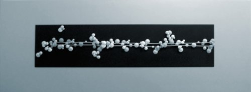 Premier Housewares Wall Art with Raised Silver Beads, Horizon, 120 x 39 cm, Silver and Black