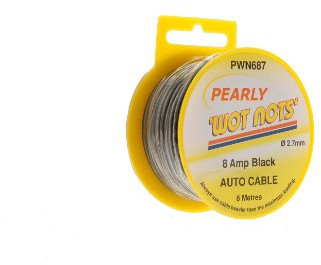Pearl PWN687 8A 2.7mm x 6m Wiring Cable - Black