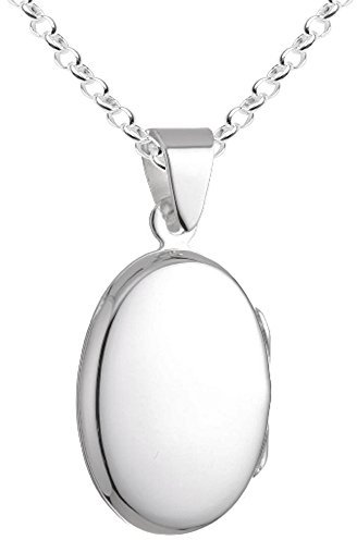 Vinani Damen Anhänger & Kette 925 Silber - Medaillon oval glänzend zum Öffnen mit Erbskette aus 925 Sterling Silber für Frauen Italien Charms AMO-T50