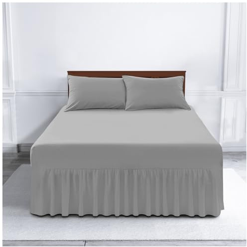 Gaveno Cavailia Luxury Non-Iron PERCALE VALANCE Sheet, Poly-Cotton, Silver , King