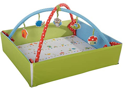 roba Baby Nest 4in1 'Waldhochzeit', abwaschbare Wickelauflage mit Absturzsicherung, Kuschelnest, Spiel- & Krabbeldecke, Activity Center mit Spielbogen & Spielelementen & Laufgittereinlage