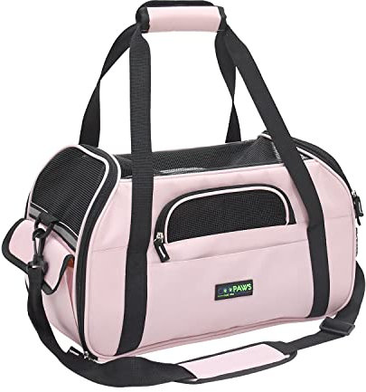 Trasportino morbido per animali domestici, confortevole, 43,2 cm, per viaggi aerei, borsa portatile per cani di piccola taglia, gatti, gattini, cuccioli, rosa