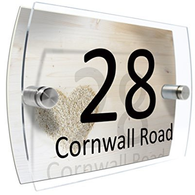 CS Printing House Number Sign Plaque Garden Glass Effect Acrylic Sign Door Plate Marble Wall Display 2 Part Branded Acrylic (rice heart)