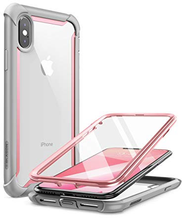 i-Blason Ares Full-Body Rugged Clear Bumper Case for 5.8-Inch iPhone XS (2018), Pink