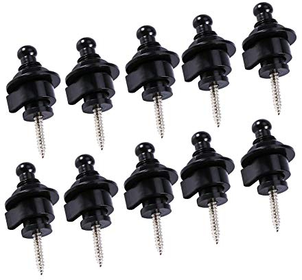 Tbest Gitarrengurt Knöpfe, Gitarrengurtschlösser 10 x Gitarren Metall Bass Gurtschlösser rutschfestes Straplocks Zubehör für E-Gitarre, Akustikgitarre, E-Bass, Akustikgitarre (schwarz)