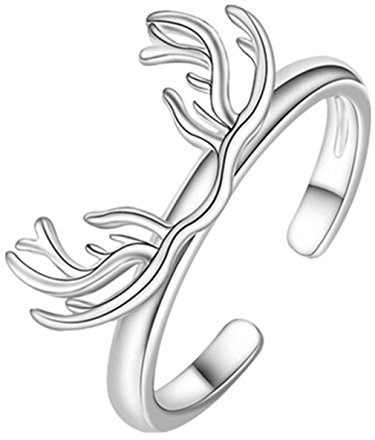 Boowhols-Offener Ring Weibliche Mode Persönlichkeit literarischen Geweih Ring Art