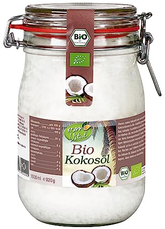KOPP Vital® Bio-Kokosöl |1 Liter | Premium Kokosöl | zum Braten, Backen und Frittieren | vegan | aus kontrolliert biologischem Anbau
