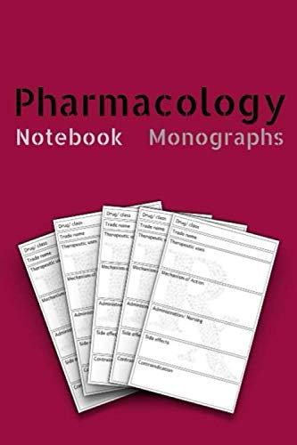 Pharmacology Notebook Monographs: Pharmacology notebook, Empty drug monographs for drug information, 6 x 9 120 monograph pages