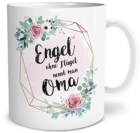 OWLBOOK® Engel Oma Tasse mit Spruch Geschenke Geschenkideen für Oma zum Geburtstag Geburt_&_ Schwangerschaft Keramik 300 ml