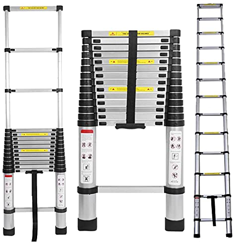 Alu Teleskopleiter 4,4M klappleiter Leiter Aluleiter,Ausziehbar Schiebeleitern Rutschfest,Mehrzweckleiter belastbar bis 150 kg, EN131