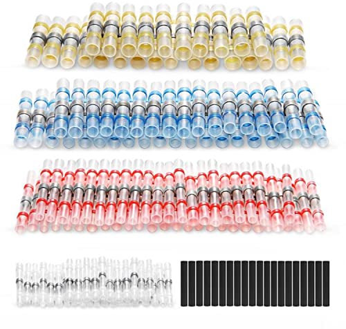Flytuo 500PCS Solder Seal Wire Connectors and Heat Shrink Tube Sleeves Kit - Waterproof Butt Connectors, Insulated Electrical Terminals Butt Splices for Automotive Marine Boat Truck Trailer