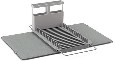 Umbra Udry escurridor de platos montable sobre fregadero, Gris carbón
