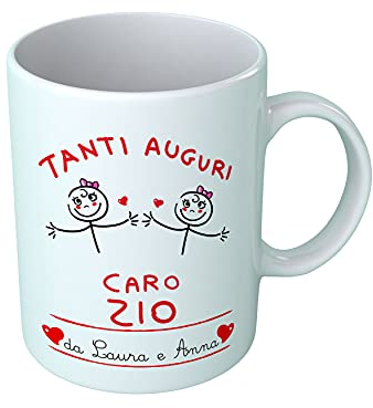 Overthetee Tazza con Nomi Personalizzati - Femminucce - Tanti Auguri Caro Zio - Compleanno, Anniversario, Festa - Idee Regalo Zii