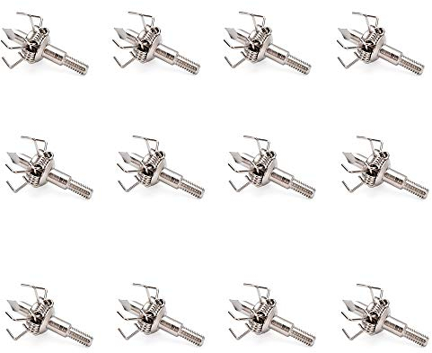 ELONG OUTDOOR 12 Pcs Tir à l'arc 100 Grains Broadheads Chasse Pointe de Flèche Judo Flèche Point Têtes de Flèche d'entrainement