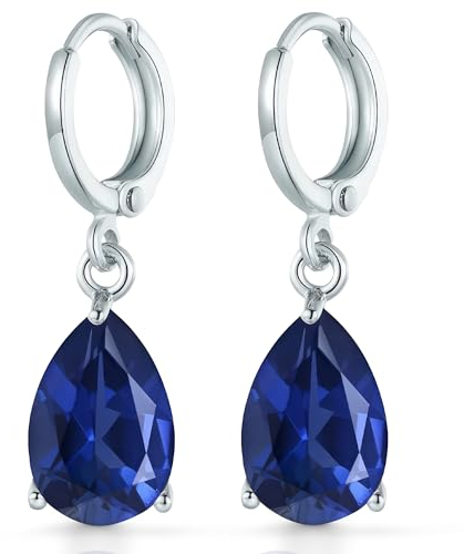 Crystalline Azuria Tropfenform Ohrhänger Ohrringe mit Blauer simulierter Saphir Zirkonia Kristalle 18 kt Weiß Vergoldet für Damen