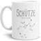 Tasse mit Sternzeichen Schütze - Sternbild Kaffeetasse mit Spruch - Geschenk zum Geburtstag, Horoskop, Astronomie - Keramik Weiß, 300 ml | Schütze