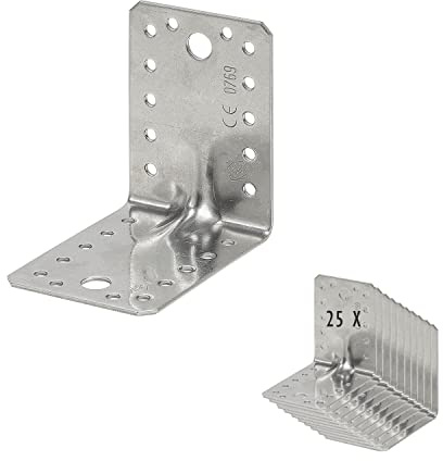 25 x siwitec Edelstahl Winkel Verbinder 70 x 70 x 55 mm mit Sicke, CE-Kennzeichnung, Materialstärke 2mm, 90 Grad Winkel, Winkelverbinder Edelstahl (V4A), Schwerlastwinkel, Stütze, Holzverbinder Winkel