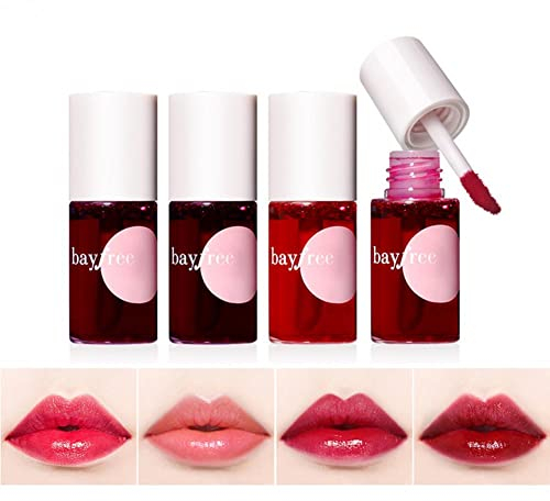 Lip Stain Tint Set Mini Flüssiger Lippenstift Feuchtigkeitsspendender Lippenfleck Lip Eye and Cheek Rouge Lipgloss mit dreifacher Verwendung wasserfester schweißfester Lippenstift(4 STÜCK)