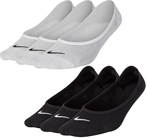 Nike 6 Paar Everyday Lightweight Footie Socken Füßlinge Damen SX4863, Farbe:Schwarz/Weiß, Socken Neu:38-42