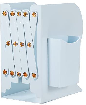 PATIKIL Extensible Serre-Livres avec Stylo Portefeuille Métallique Rétractable Bureau Organisateur pour Étude Chambre Bureau Utilisation Bleu