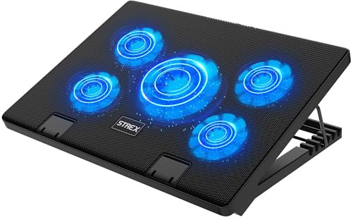 Strex Laptop Kühler - 12 - 17 Zoll - Verstellbar - 5 Lüfter - Laptop Kühlpads - Laptop Cooler - Kühlpad