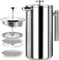 KICHLY Französische Presse Kaffeebereiter 12 Oz - 350 ml (2 Tassen) - Kaffeemaschine mit dreifachem Edelstahlfilter & isolierten Wänden - Silber