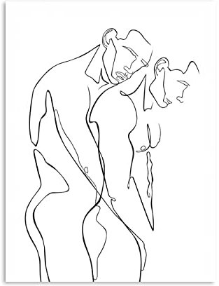 REYTOL Gay Gift Faggotry Canvas Bild Mann Kuss Hug Liebe Poster minimalistische Linien Wand Bilder moderne Männer Schlafzimmer Wohnkultur schwule abstrakte Wandbilder（Kein Rahmen）