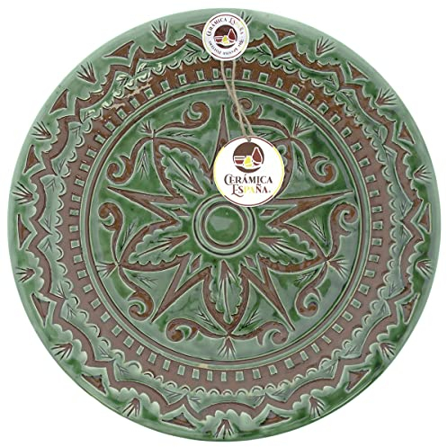 CERÁMICA ESPAÑA | Plato decorativo para colgar en pared | Plato de pared | Plato pared | Plato cerámica | Modelo D10 | Decoración 100% Hecho a mano | 30x30x3.5 cm