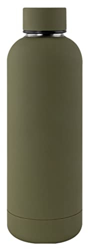 Botella térmica agua acero inoxidable personalizada láser | Sin BPA | Mantiene 24H Frio / 12H Calor | Isotérmica y Hermética - Doble Pared al vacío a Prueba de Fugas (500ml, Verde Mate)