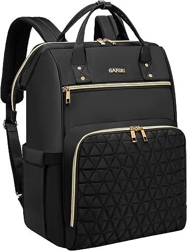 Zaino portatile Donne Uomini, 17.3 Pollici Ampio Aperto Grande Porta di Ricarica USB Zaino Infermiera, Doctor Teacher College Borsa Della Spalla di Viaggio, Nero Trapuntato