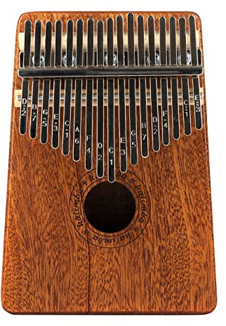 Fame FK-1 Kalimba, Mahagoni, 17 Töne C-Dur, Hochglanz Finish, Inklusive Samtbeutel, Mikrofasertuch, Stimmschlüssel, Hochwertiger Federstahl, Perfekt Gestimmt, Klarer und Weicher Sound, Braun