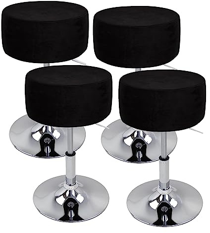 XGANGM Hockerbezug Rund Durchmesser 33.5/34cm H14/17 cm Sitzhocker Bezug Stretch Velvet Hocker Rund Bezug Runder Stuhlbezug Protector Waschbarer Runder Drehbarer Hocker Schonbezug,#3,4pcs