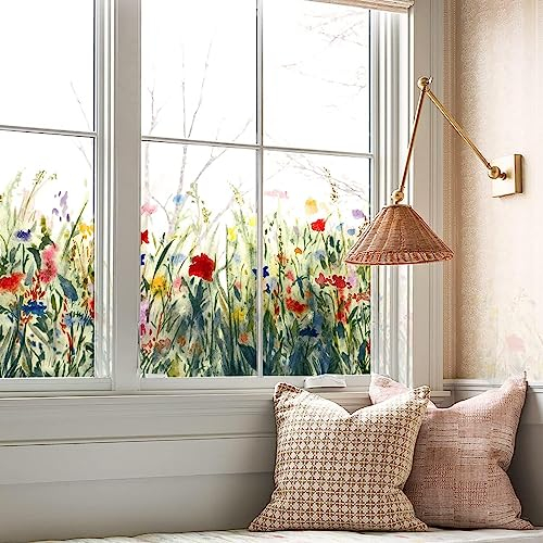 Neukids Fensterbilder Blumen Selbstklebend, Fenstertattoo Frühling Sommer Pflanzen, Frühlings Fensterbilder Wohnzimmer Schlafzimmer kinderzimmer Glas Fensterdeko