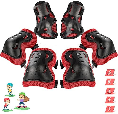 6 Stück Knieschoner Kinder Schoner, Schutzausrüstung Kinder, Skateboard Schutzausrüstung, Geeignet Zum Radfahren, Inline-Rollen, Skateboarden, Um Ihre Sicherheit In Zeiten Der Gefahr Zu Schützen