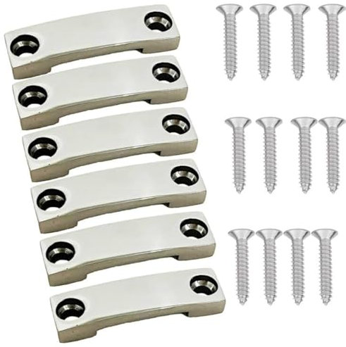 6Pack 316 Stainless Steel 1 Inch Strap tie Downs,Bimini Top Strap, Pad Eye,Footman's Loop for RV Camper,Boat,Kayaks,Jeep,Truck Tie Downs,for Battery and Portable Fuel Tanks. - No Rust