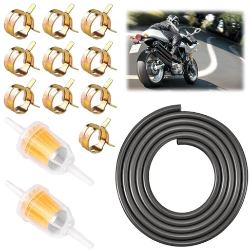 Motorrad Benzinschlauch Kit, 4 mm Kraftstoffschlauch, 13 Stück Benzinschlauch Set, Kraftstoffgasleitung Kit, 2M Benzinschlauch Rasenmäher, Benzinschlauch, Universell Benzinschlauch Kit