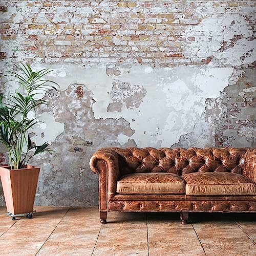 Livingwalls Vliestapete - Backstein Tapete in Grün, Braun und Weiß - Wandtapete für verschiedene Räume - Wandbild XXL 2,80 m x 3,71 m