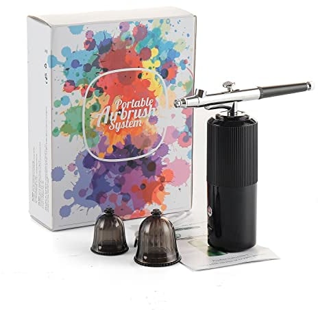 Airbrush Kit Machine with Compressor, High-Pressure Air Brush Set with 0.3mm Nozzle and Cleaning Brush Set for Nail Art, Makeup, Painting, Cake Decor