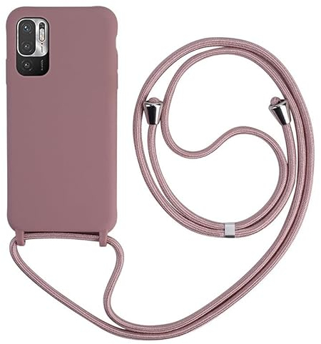 Keteen Funda con Cuerda para Xiaomi Redmi Note 10 Pro Carcasa Ultrafina Protectora Silicona Líquida Suave TPU con Ajustable Collar Correa de Cuello Cordón Antigolpes Funda Redmi Note 10 Pro, Rosa
