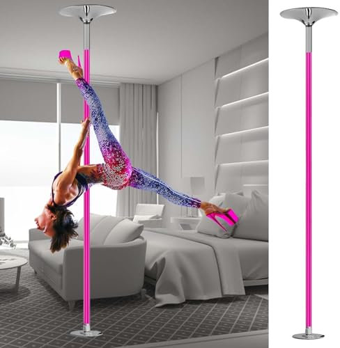 Barre de Pôle Dance Silicone de Poteau de Décapant de Chambre à Coucher, Appartement de Poteau de Danse de Poteau Réglable Amical, Poteau de Filature de Tube de Pratique de Danse Rose Portable ( Size