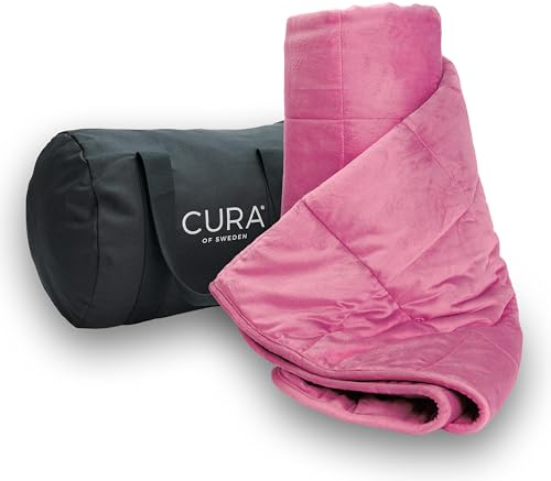 CURA Gewichtsdecke fürs Sofa 6kg - Tägliche Tiefenentspannung - Ideale Sofadecke Wohndecke o. Couchdecke - Kuscheldecke XXL 140x200 cm Therapiedecke - Schwere Decke für Sofa - Weighted Blanket Rosa