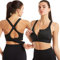 BSLVWG Sport BHS für Frauen Front Zip Sport BHS mit abnehmbaren Pads Nahtloser Yoga BH Verstellbare Riemen Running Training BH (DE/NL/SE/PL, Alphanumerisch, XXL, Große Größen, Regular, Schwarz)