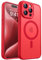 CANSHN Magnetic Compatible with iPhone 15 Pro Max Case, Compatible with MagSafe, Upgraded [Full Camera Protection], [Military Grade Drop Tested] Translucent Matte Back 6.7 inch,Red