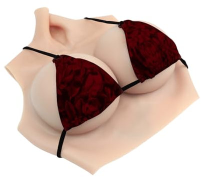 ROANYER Silicone Breast Forms East West Shape Fake Boobs C-H Cup Artificial Breastplate for Crossdresser Transgender Cosplay Drag Queen Costumes (Natural, D cup)