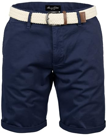 Amaci&Sons Herren Chinoshorts inkl. Gürtel Männer Kurze Bermuda Hose Regular Fit Gurt7030