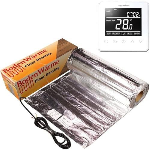 Electric Under Laminate/Wood Foil Underfloor Heating Mat Kit (Including Digital Dstat Thermostat) (White, 2m²)
