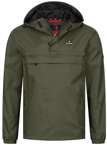 Höhenhorn Lepon Veste coupe-vent pour homme Veste de pluie Anorak avec poche poitrine Tailles S à 3XL, vert, XL